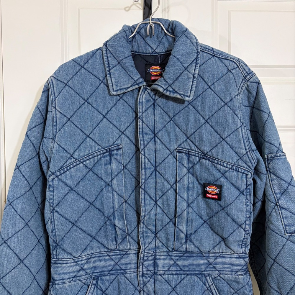 Supreme Dickies Quilted Denim Coverall Blue Washed Jumpsuit Small FW22 - Picture 2 of 11
